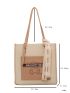 Cartoon Graphic Shoulder Tote Bag Contrast Binding Small