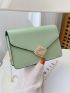 Mini Flap Square Bag Contrast Binding Metal Decor