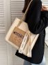 Cartoon Graphic Shoulder Tote Bag Contrast Binding Small