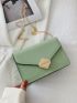 Mini Flap Square Bag Contrast Binding Metal Decor