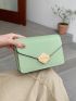 Mini Flap Square Bag Contrast Binding Metal Decor