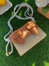 Mini Flap Straw Bag Paper Two Tone