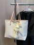 Minimalist Shoulder Tote Bag With Bag Charm Medium