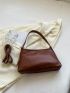 Twilly Scarf Decor Ruched Bag Buckle Decor Medium Brown