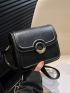 Minimalist Square Bag Mini Flap Metal Decor Black