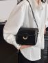 Minimalist Square Bag Mini Flap Metal Decor Black