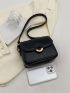 Minimalist Square Bag Mini Flap Metal Decor Black