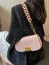 Minimalist Saddle Bag Flap Metal Decor Pink