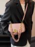 Minimalist Saddle Bag Flap Metal Decor Pink