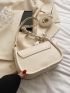 Twilly Scarf Decor Saddle Bag Small Beige