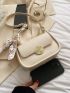 Twilly Scarf Decor Saddle Bag Small Beige