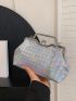 Small Square Bag Holographic Houndstooth Embossed Kiss Lock Funky
