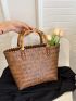 Small Straw Bag Double Handle For Vacation