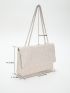 Medium Flap Straw Bag Paper Minimalist