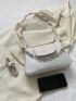 Flower Graphic Hobo Bag Faux Pearl Decor Mini