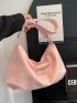 Large Hobo Bag Ruched Detail Pink