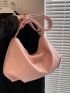 Large Hobo Bag Ruched Detail Pink