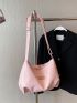 Large Hobo Bag Ruched Detail Pink