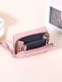 Quilted Pattern Small Wallet Trifold Solid Pink