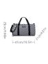 Two Tone Travel Bag Plaid Letter Patch Decor Waterproof