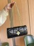 Small Baguette Bag Quilted Pattern Metal Decor Elegant