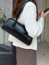 Minimalist Shoulder Tote Bag Small Black