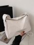 Letter Graphic Hobo Bag Medium White