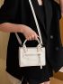 Crocodile Embossed Square Bag Mini White