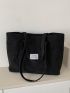 Letter Patch Decor Shopper Bag Medium Black