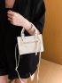 Crocodile Embossed Square Bag Mini White