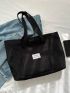 Letter Patch Decor Shopper Bag Medium Black