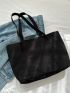 Letter Patch Decor Shopper Bag Medium Black