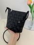 Braided Design Bucket Bag Mini Black