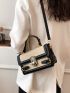 Small Square Bag Buckle Decor Colorblock Top Handle