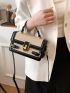 Small Square Bag Buckle Decor Colorblock Top Handle