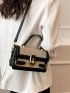 Small Square Bag Buckle Decor Colorblock Top Handle