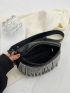 Small Waist Bag Fringe Decor Fashion Style Black