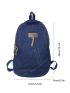 Medium Functional Backpack Letter Patch Decor For School