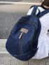 Medium Functional Backpack Letter Patch Decor For School