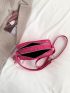 Crocodile Embossed Square Bag Tassel Decor Neon Pink