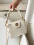 Mini Square Bag Metal Decor Top Handle Chain Strap