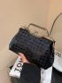 Small Square Bag Houndstooth Embossed Kiss Lock