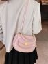 Small Saddle Bag Solid Pink Flap Fashion Style