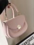 Small Saddle Bag Solid Pink Flap Fashion Style