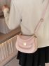 Small Saddle Bag Solid Pink Flap Fashion Style