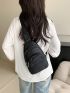 Medium Sling Bag Solid Black Pu