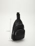 Medium Sling Bag Solid Black Pu