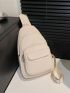 Medium Sling Bag Solid Beige Pu