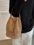 Minimalist Straw Bag Drawstring Design Mini