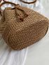 Minimalist Straw Bag Drawstring Design Mini